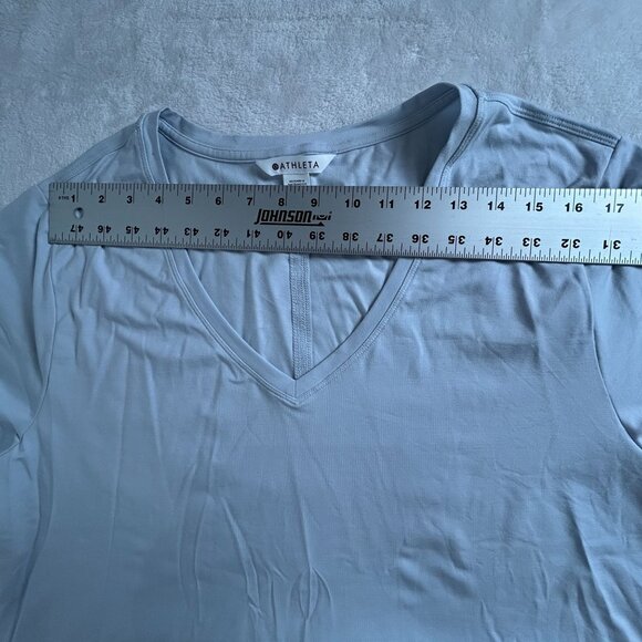 Athleta Womens Essential V-Neck Tee Short Sleeve T-Shirt Light Blue XL New - Picture 6 of 8